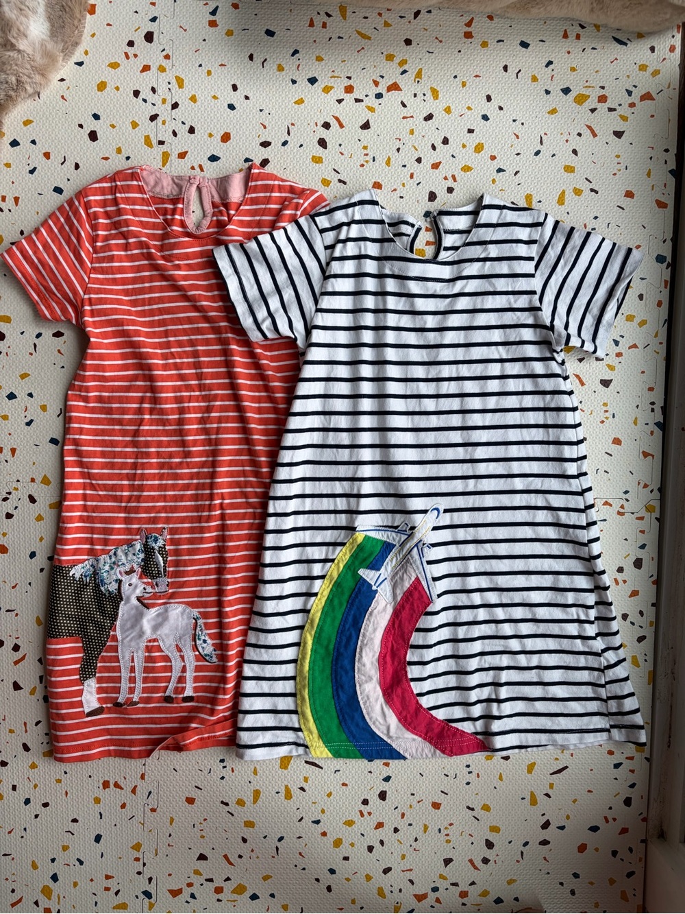 Generic (Not Boden) | Striped Short-Sleeved Appliqué Dress Bundle